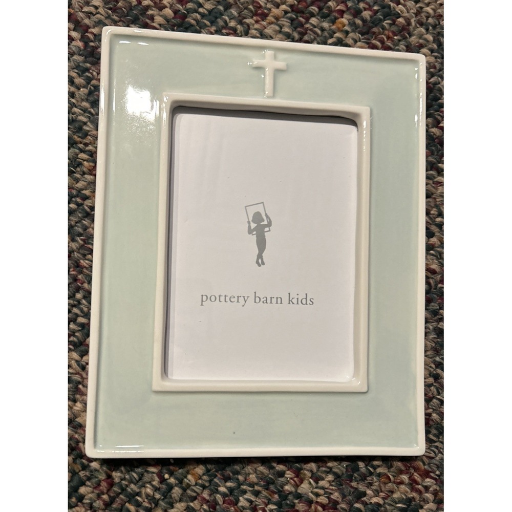 New W/out Box Pottery Barn Kids Ceramic Cross Frame (7"x 9") Baptisms Religious